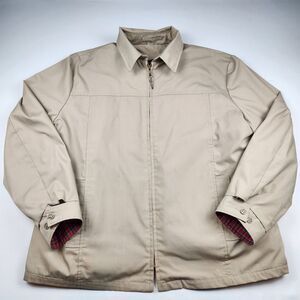 English Squire Chore Jacket Tan USA Brass Zipper Sherpa Liner Mens 50 Vintage